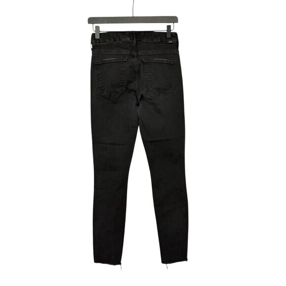 Mother The Pixie Ankle Fray Jeans in Not Guilty Black Exposed Button Fly Size 27 - Picture 3 of 11